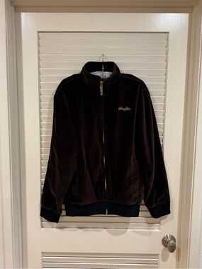 Sean John chocolate brown velvet zip up track jacket